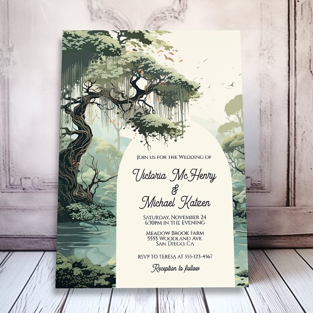 Bayou Cypress water color Wedding Invitation (Creator Uploaded)