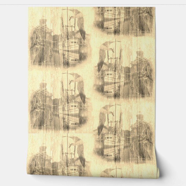 Bayou Memories Shrimp Boat Wallpaper Wallpaper (Unrolling)
