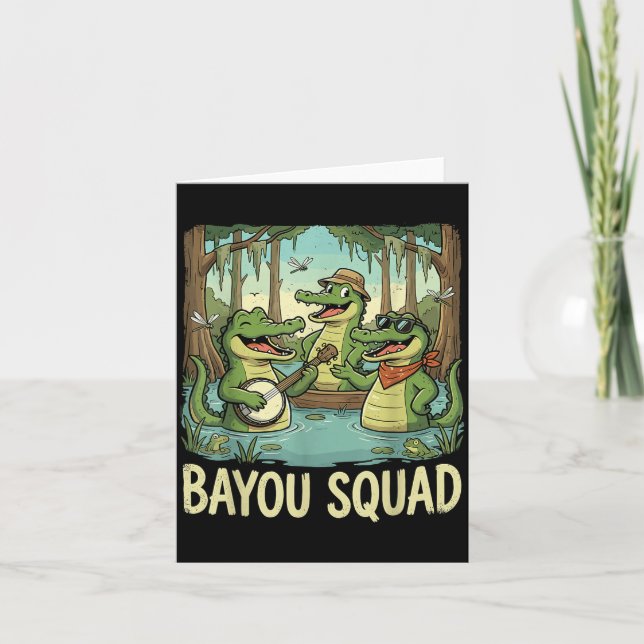 Bayou Squad Louisiana Alligator Retro Wildlife Tra Card (Front)