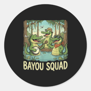 Bayou Squad Louisiana Alligator Retro Wildlife Tra Classic Round Sticker