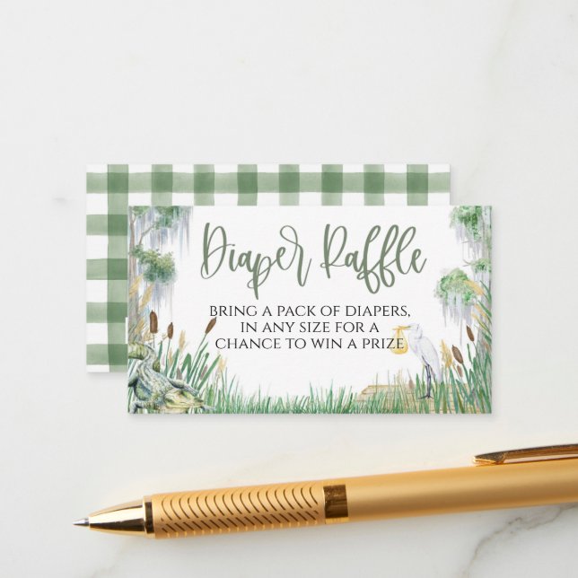 Bayou Swamp Baby Shower Diaper Raffle Card (Front/Back In Situ)