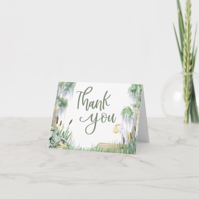 Bayou Swamp Southern Baby Shower Thank You Card (Front)