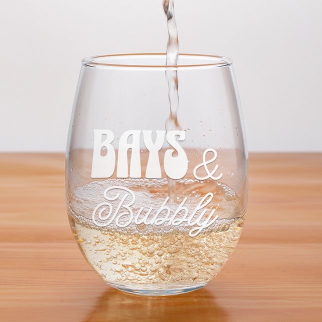 Bays & Bubbly Modern Equestrian Horse Lovers Stemless Wine Glass (Creator Uploaded)