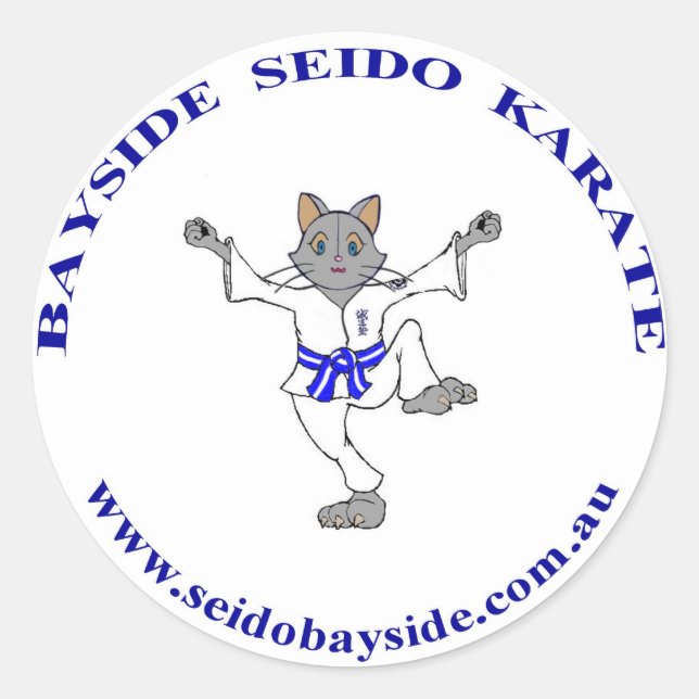 Bayside Cat in Seido Gi Sticker (Front)