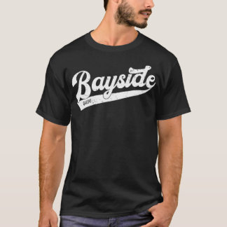 Bayside Queens NYC Typographic Distressed Design T-Shirt
