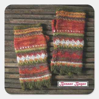 Bazaar Bayar Knitted Fingerless Gloves Square Sticker
