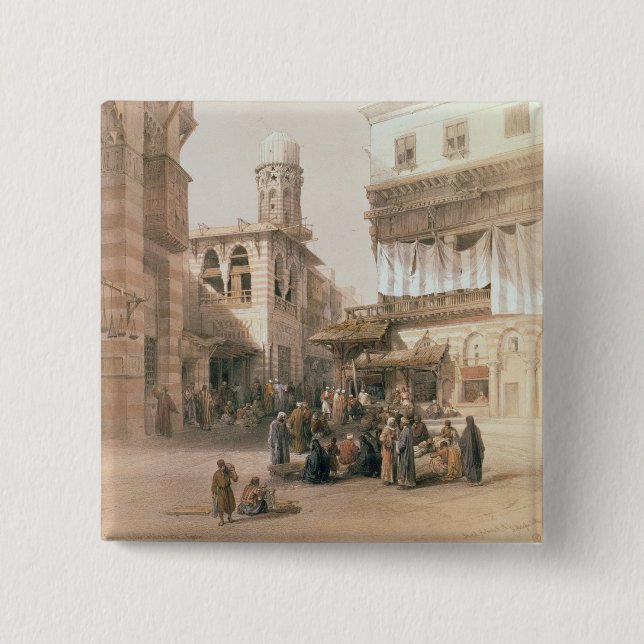 Bazaar of the Coppersmiths, Cairo, from "Egypt and Pinback Button (Front)