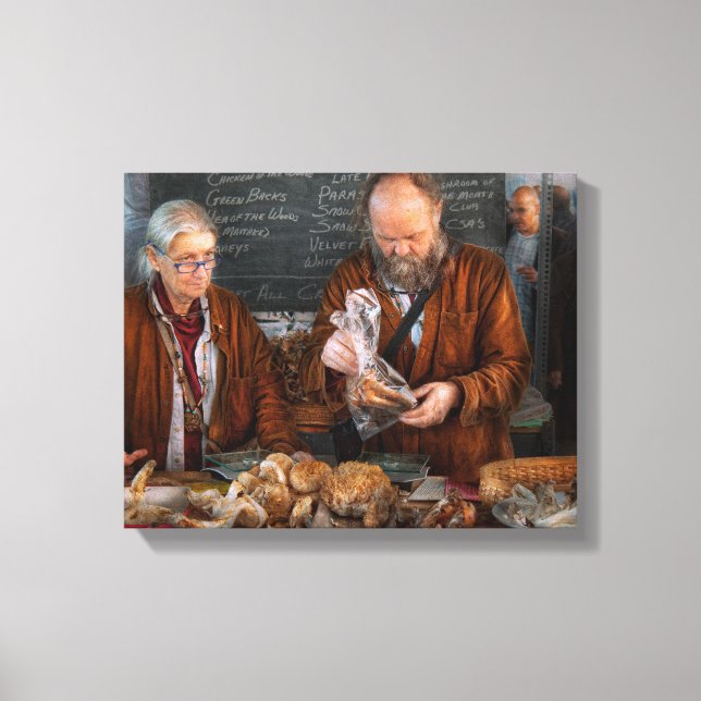 Bazaar - We sell fresh mushrooms Canvas Print (Front)