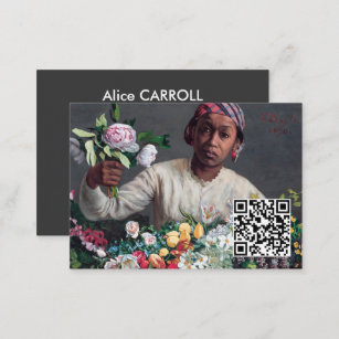 Bazille - Young Woman with Peonies - QR Code Business Card