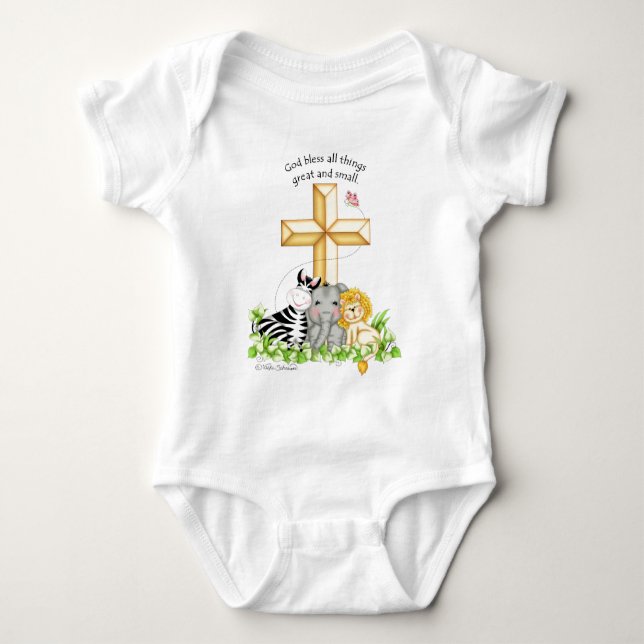 BaZooples "God bless all things..." Baby Onsie Baby Bodysuit (Front)