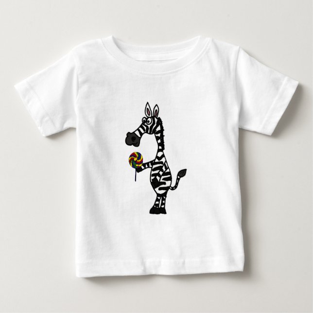 BB- Funky Zebra with a Lollipop Baby Outfit Baby T-Shirt (Front)