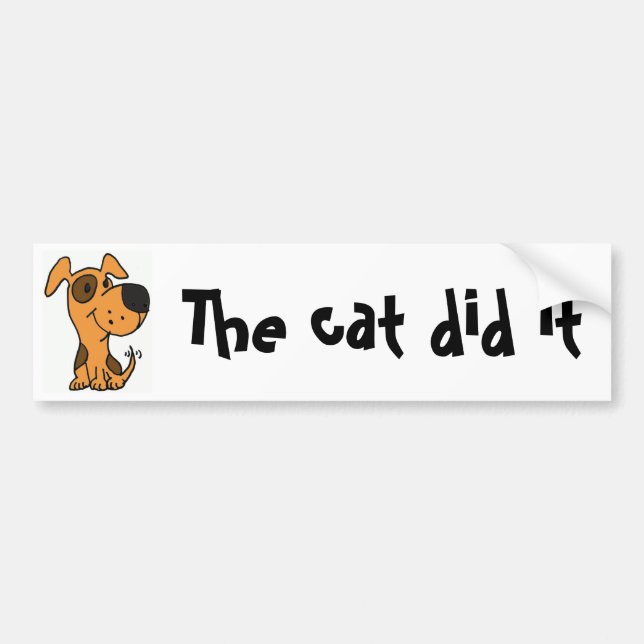BB- Funny Dog Cartoon Blaming Cat bumper sticker (Front)