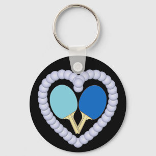 BB Ping Pong Paddle Heart Keychain