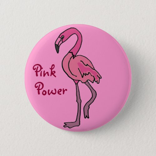 BB_ Pink Power Flamingo Button