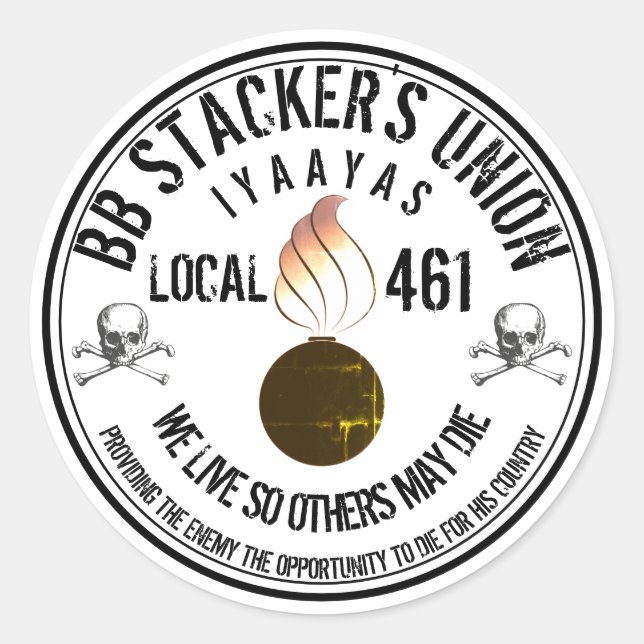 BB Stacker's Union Classic Round Sticker (Front)