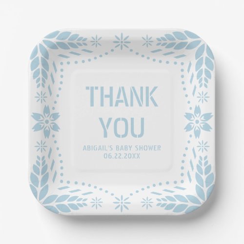 Bbay blue papel picado Thank You Baby boy Shower Paper Plates