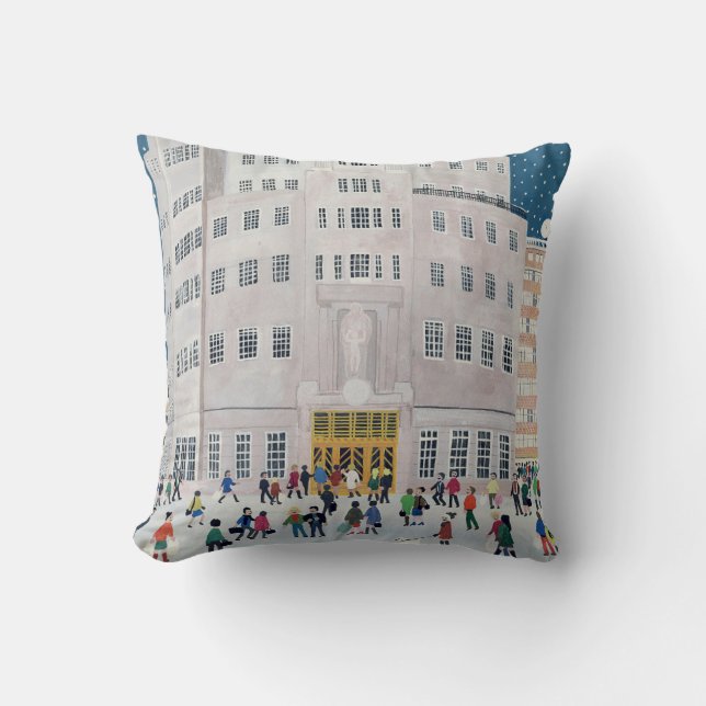 BBC's Broadcasting House Throw Pillow (Front)