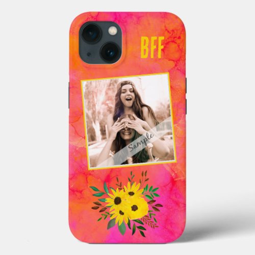  BBF _ Personalized Photo Sunflower Watercolor  iPhone 13 Case