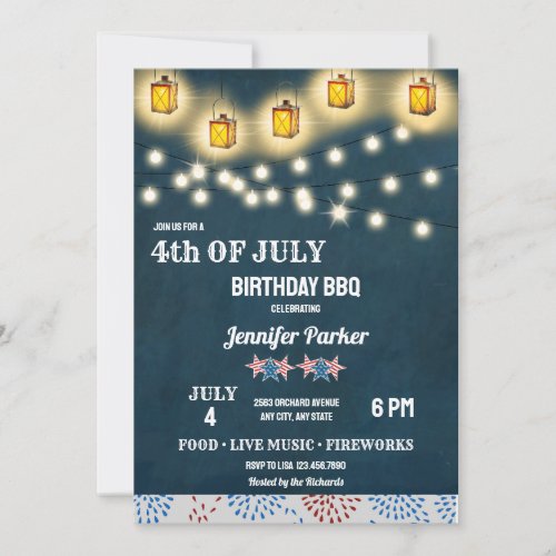 BBQ  4th of July Birthday Invitation
