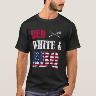 Bbq 4th Of July Red White And Bbq American Flag  T-Shirt