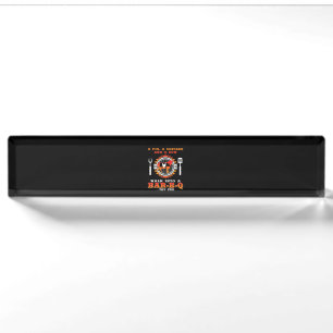 BBQ A Pig And A Chicken Walk Into A Bar BBQ Desk Name Plate