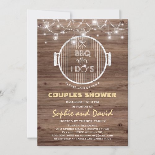 BBQ after I DOS Old Barn String Lights Grill Invitation