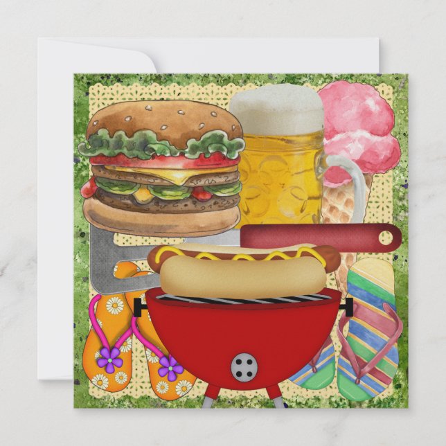 BBQ and Beer - 4th of July! SRF Invitation (Front)