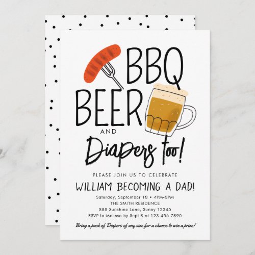 BBQ and Beer Baby Shower Invitation Watercolor