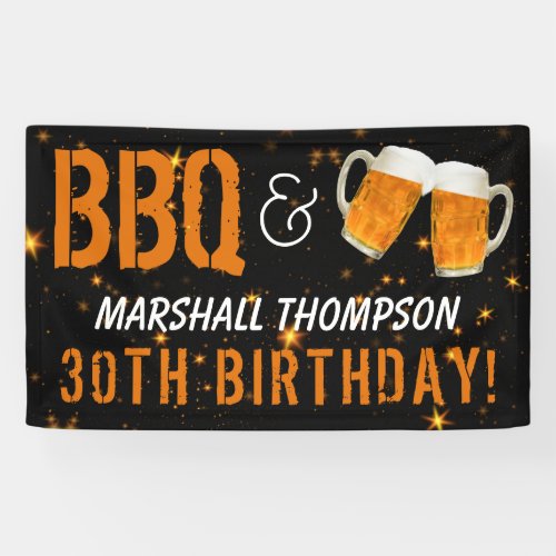 BBQ and Beer Him Birthday Banner