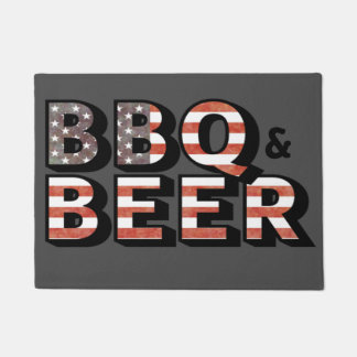 BBQ and beer vintage US flag color Doormat