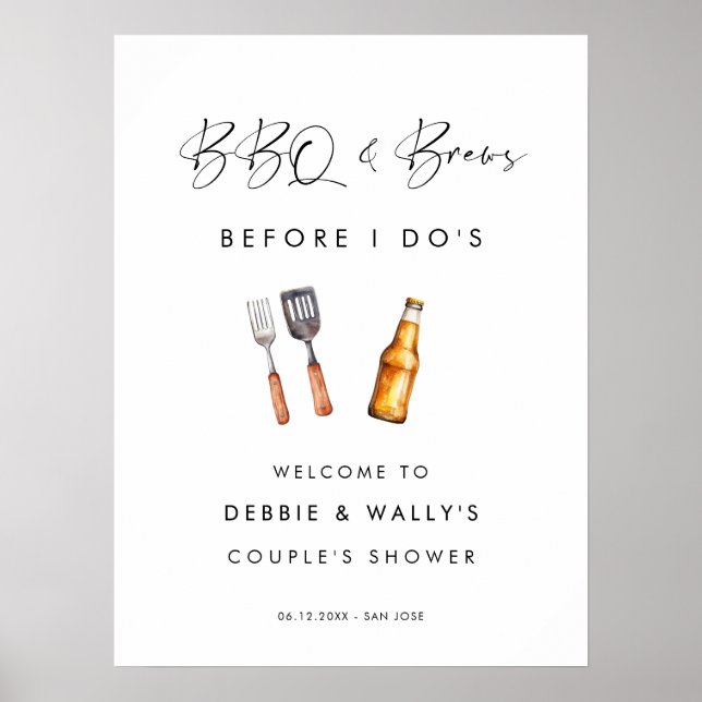 BBQ and Brews Before I Do's Couple's Shower Poster (Front)