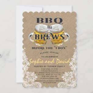 BBQ and BREWS before the "I DO'S" Engagement Invitation