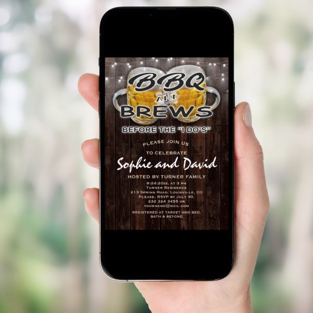 BBQ and BREWS before the "I DO'S" Engagement Party Invitation (Front Digital)