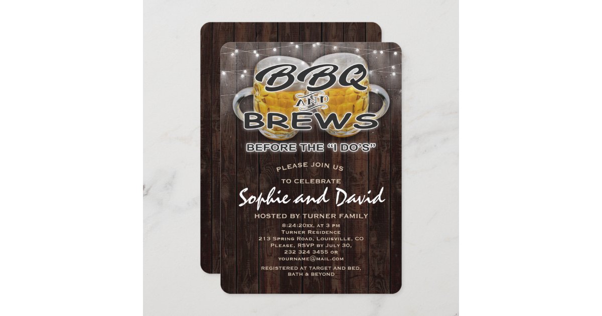 BBQ and BREWS before the "I DO'S" Engagement Party Invitation | Zazzle