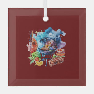 BBQ and grill Glass Ornament