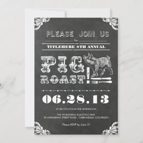 BBQ _ ANNUAL PIG ROAST CHALKBOARD RUSTIC INVITATION