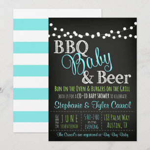 BBQ Baby and Beer Boy Shower Invitation