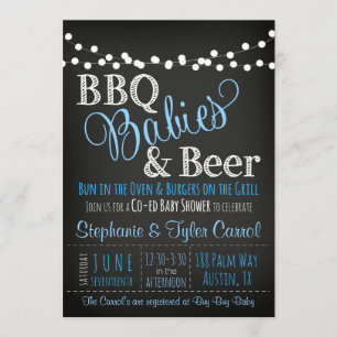 BBQ baby & beer chalkboard Baby Shower Invitations