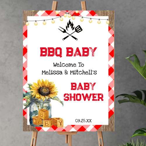 BBQ baby couples baby shower welcome sign