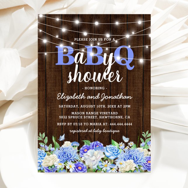 BBQ Baby Couples Shower | Boy BaByQ Barbecue Invitation