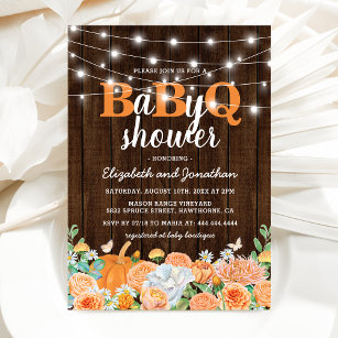 BBQ Baby Couples Shower   Fall BaByQ Barbecue Invitation