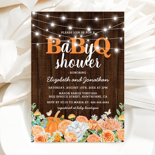BBQ Baby Couples Shower  Fall BaByQ Barbecue Invitation