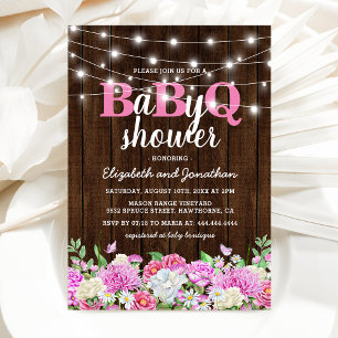 BBQ Baby Couples Shower Girl BaByQ Barbecue Invitation