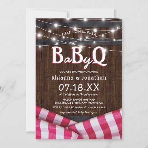 BBQ Baby Couples Shower  Rustic BaByQ Invitation