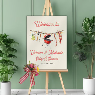 BBQ Baby-Q Baby Shower clothesline Poster
