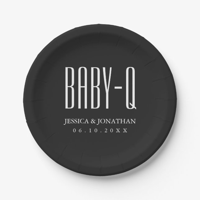 BBQ Baby Q Backyard Baby Shower Barbeque Paper Plates (Front)
