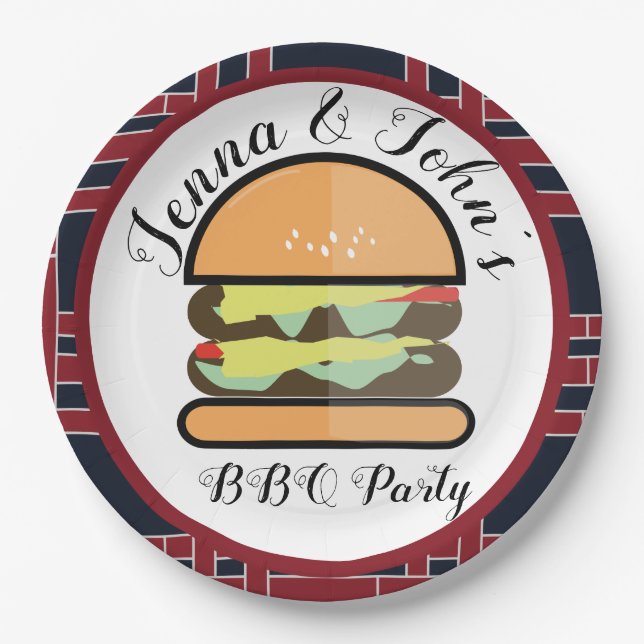 BBQ Baby Q Barbecue Party Birthday Baby Shower Paper Plates (Front)