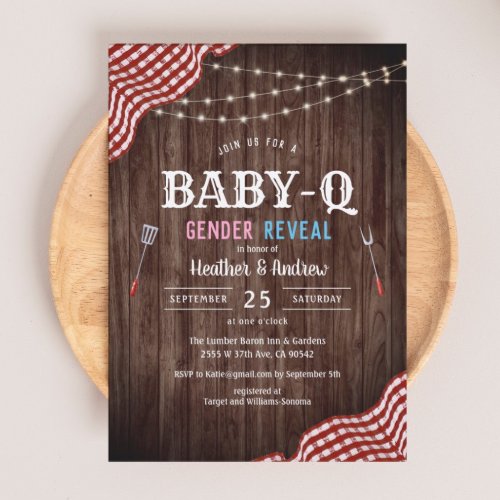 BBQ Baby Shower Baby_Q Gender Reveal Invitation
