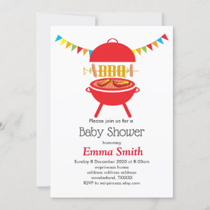 bbq baby shower bbq party, barbecue, bbq grill, invitation