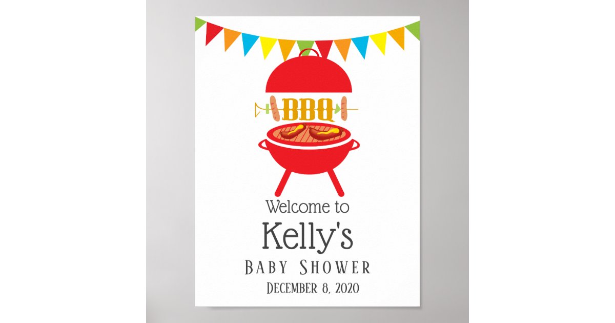 bbq baby shower bbq party, barbecue, bbq grill, poster | Zazzle